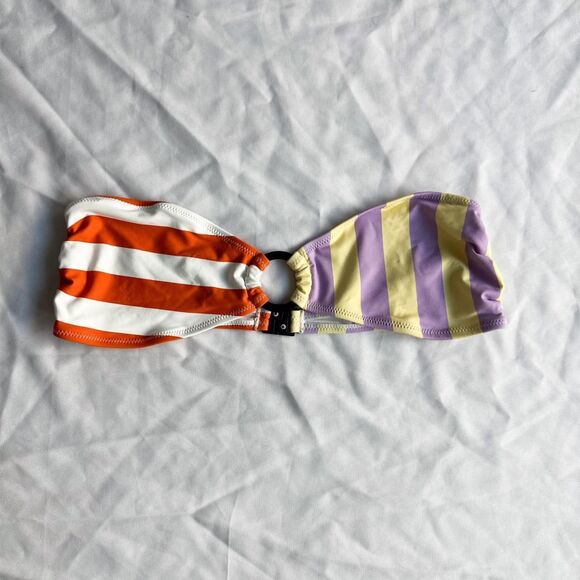 Staud Riley Bandeau Striped Bikini Top in Cabana Stripe Multi - Picture 6 of 6